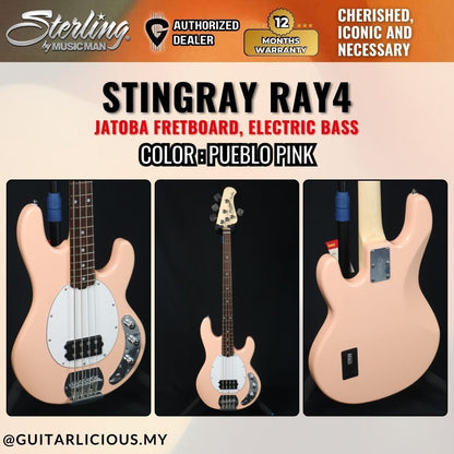 Sterling By Music Man StingRay RAY4 Electric Bass Guitar with Jatoba Fretboard - Pueblo Pink ( STRRAY4-J1 PBP / RAY-4 )