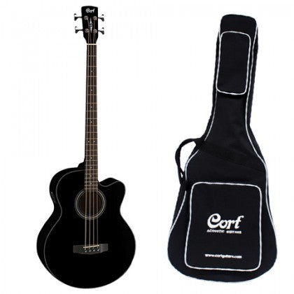 Cort SJB5F - Acoustic-Electric Bass Guitar Rosewood Fretboard with Gig Bag - Black