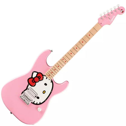 Squier by Fender Limited Edition Hello Kitty Stratocaster Electric Guitar, Maple FB - Pink