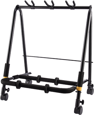 Hercules GS523B PLUS 3-Guitar Rack with Castors — mobile rack for three guitars