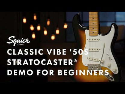 FENDER Squier Classic Vibe 50s Stratocaster (SSS) Electric Guitar wIth Tremolo, Maple FB, White Blonde