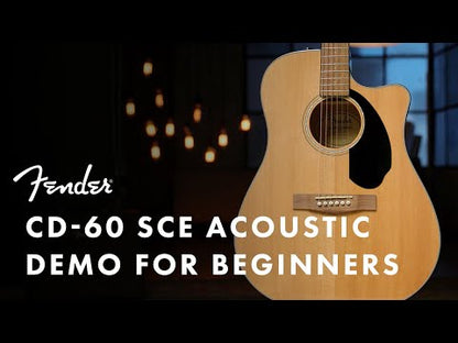 Fender CD-60SCE Dreadnought Acoustic Guitar with Active PIck Up, Walnut FB, Natural (CD60SCE / CD-60E / CD60E )