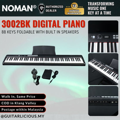 Noman Foldable 88 Keys Digital Piano with Build in Speakers - 3002BK ( 3002-BK / 3002 BK )