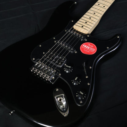 Squier Sonic Stratocaster HSS Electric Guitar with Black Pickguard, Maple FB - Black (BUNDLE DEALS)