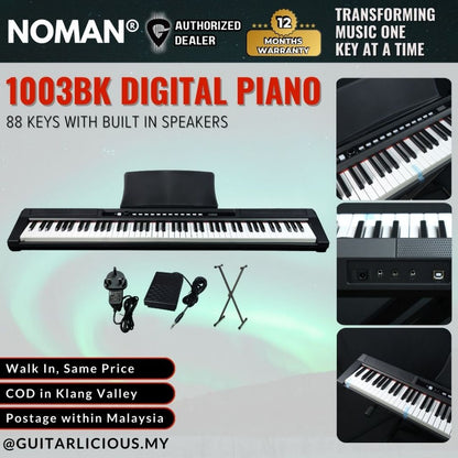 Noman 88 Keys Digital Piano with Build in Speakers - 1003BK ( 1003 BK / 1003-BK )