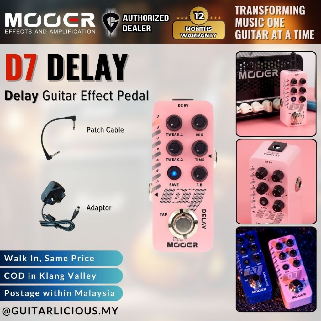 Mooer D7 Delay Pedal Guitar Effects Pedal Stompbox ( D-7 / D 7