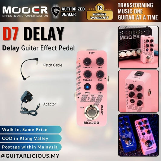 Mooer D7 Delay Pedal Guitar Effects Pedal Stompbox ( D-7 / D 7 )