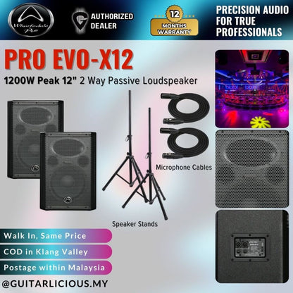 WHARFEDALE PRO EVO-X12 Series 1200W Peak 12" 2-Way Passive Loudspeaker With Speaker Stand ( EVOX12 / EVO X12 )