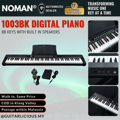 Noman 88 Keys Digital Piano with Build in Speakers - 1003BK ( 1003 BK / 1003-BK )