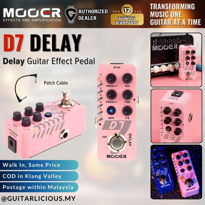 Mooer D7 Delay Pedal Guitar Effects Pedal Stompbox ( D-7 / D 7 )