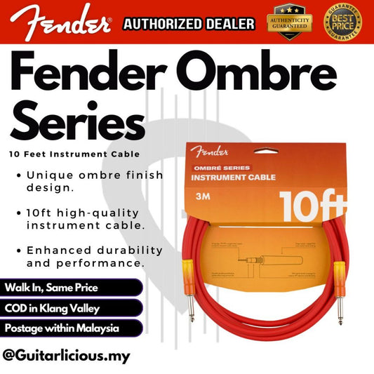 Fender Ombre Series Instrument Cable, 10 ft Straight/Straight