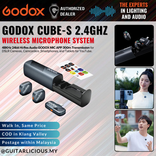 Godox Cube-S 2.4GHz Wireless Microphone System 48KHz 24bit Hi-Res Audio GODOX MIC APP 300m Transmission for DSLR Cameras