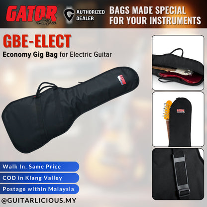 Gator GBE-ELECT Economy Gig Bag for Electric Guitar with Fixed Backpack Straps