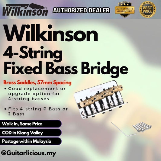 Wilkinson 57mm(2-1/4 inch) String Spacing 4-String Fixed Bass Bridge for Precision Bass and Jazz Bass ( MX1820 )