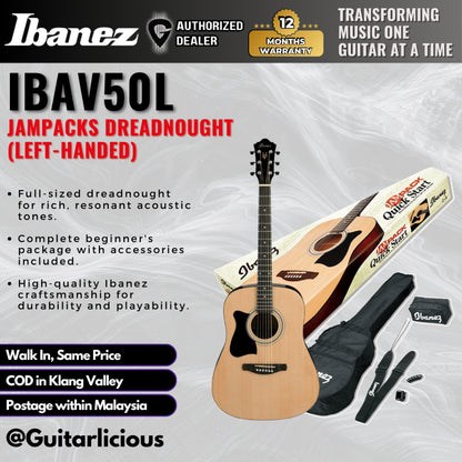 Ibanez AC Guitar Jampacks Dreadnought IBAV50L NJP NT (Left Hand)