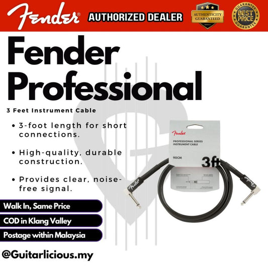 Fender Professional Series Instrument Cable, 3ft, Black