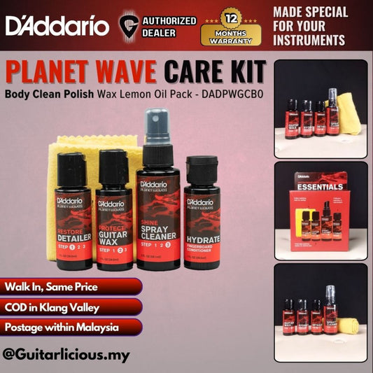 D'addario Planet Wave Instrument Care Kit Guitar Body Clean Polish Wax Lemon Oil Pack Daddario (4 Bottle) - DADPWGCB01