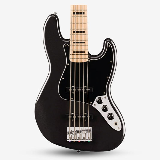 Squier Affinity Series Active Jazz Bass V Guitar, Maple FB - Black Metallic