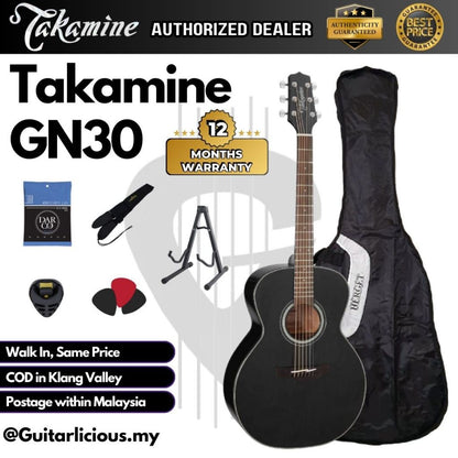 Takamine GN30 Acoustic Guitar with Solid Spruce Top, B&S - Mahagony - Black