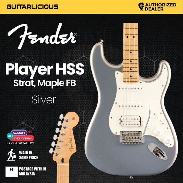 Fender Player HSS Stratocaster Electric Guitar, Maple FB, Silver - Website Clearance