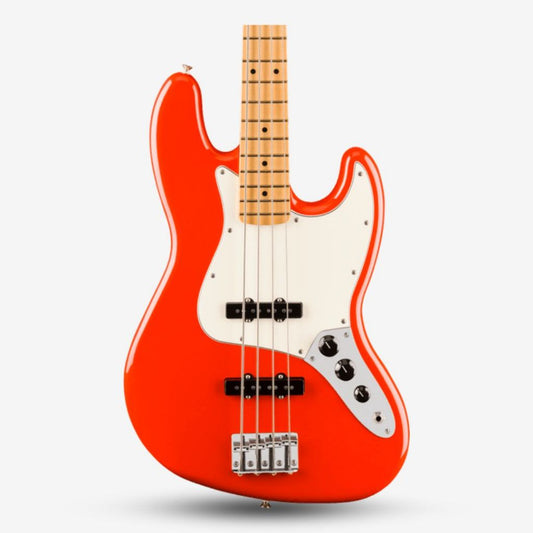 Fender Player II Jazz Bass Guitar, Maple FB - Coral Red