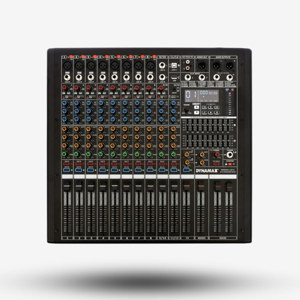 DYNAMAX LM12 12CH Mixer (8 mono + 2 Stereo) – GUITARLICIOUS