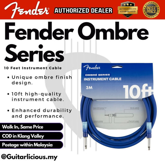 Fender Ombre Series Instrument Cable, 10 ft Straight/Straight