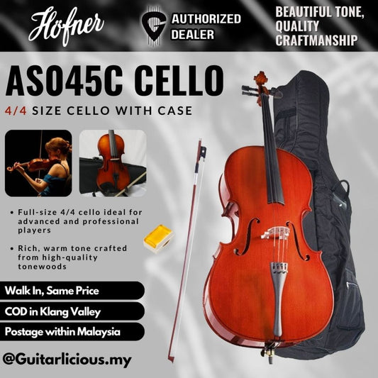 Hofner AS045C 4/4 Size Cello with Case