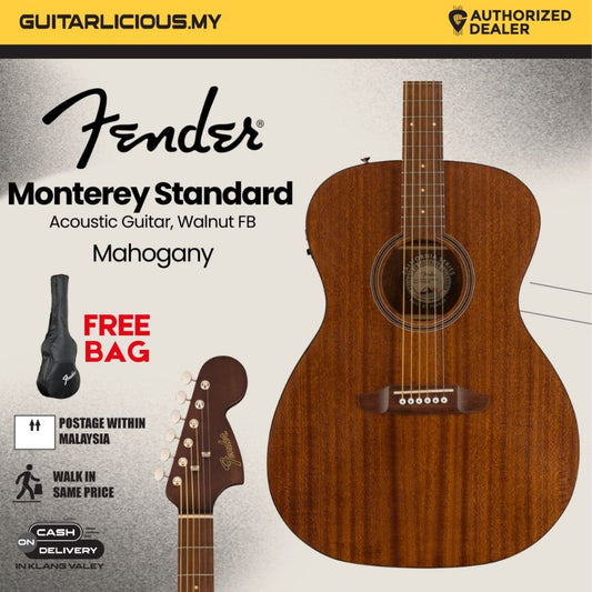 Fender Monterey Standard Acoustic Guitar, Walnut FB - Mahogany