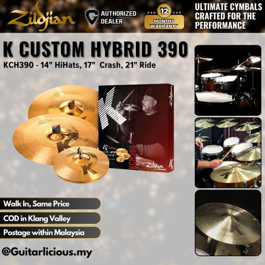 Zildjian K Custom Hybrid 390 Cymbal Box Set - KCH390 - 14" HiHats, 17"  Crash, 21" Ride ( KCH390 / KCH-390 )