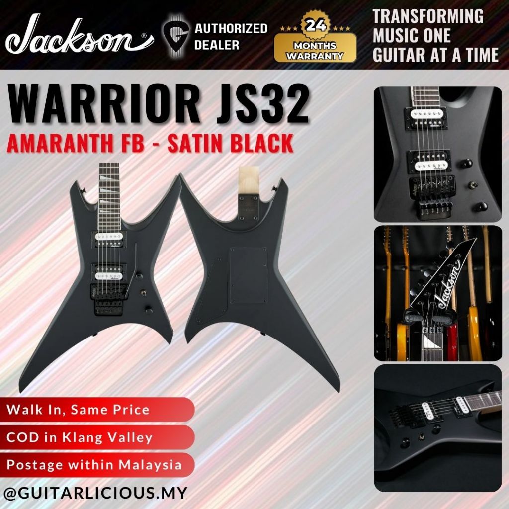 Jackson Warrior JS32 Electric Guitar, Amaranth FB - Satin Black