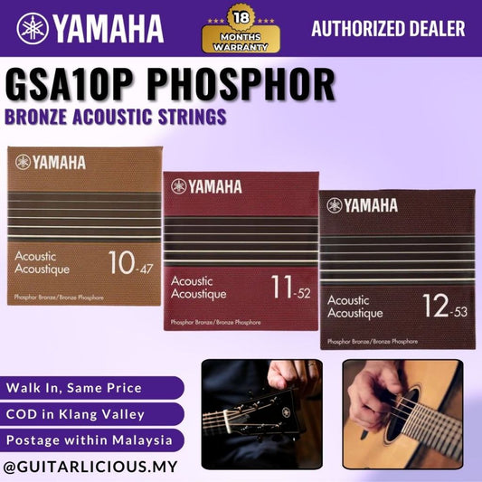 Yamaha 6-string Phosphor Bronze Acoustic Guitar String -  GSA10P  (10-47) / GSA11P  (11-52) / GSA12P (12-53)