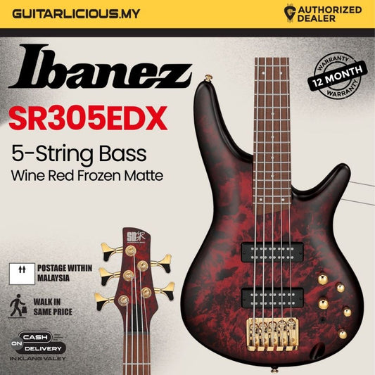 Ibanez SR305EDX 5 String Electric Bass Guitar - Wine Red Frozen Matte