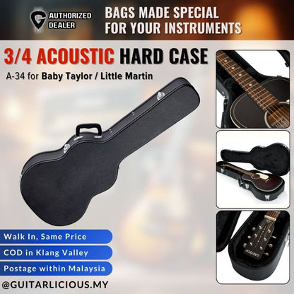 34"3/4 Acoustic Guitar Hard Case A-34 for Baby Taylor / Little Martin