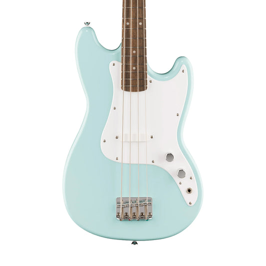 Squier Sonic Bronco Bass Guitar w/White Pickguard, Laurel FB, Daphne Blue