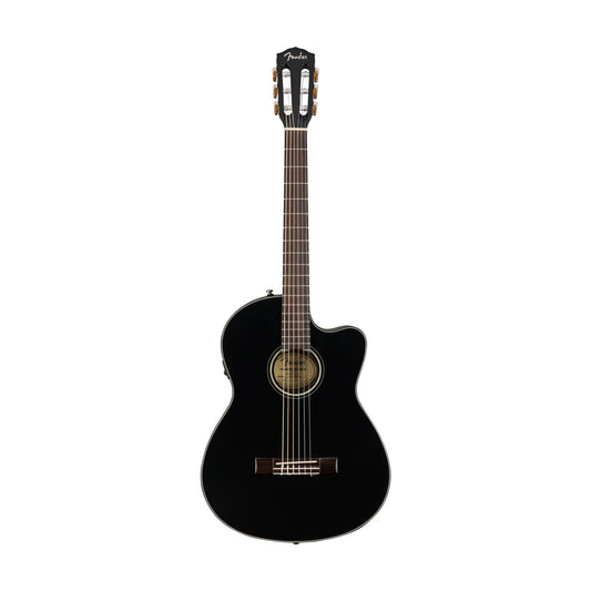 Fender CN-140SCE Nylon Classical Guitar w/Case, Walnut FB - Black