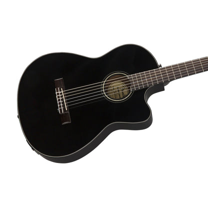 Fender CN-140SCE Nylon Classical Guitar w/Case, Walnut FB - Black