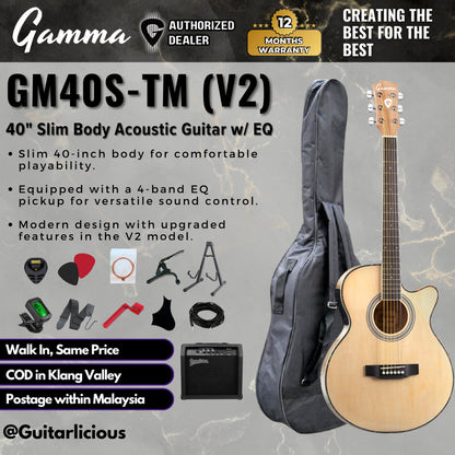 Gamma 40" Slim Body Acoustic Guitar w EQ GM40S-TM (V2) - GM40S TM (V2) / GM40S-TM-V2