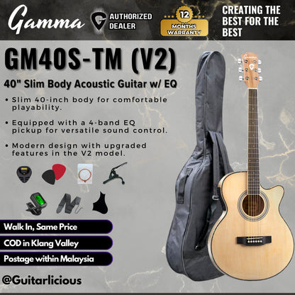 Gamma 40" Slim Body Acoustic Guitar w EQ GM40S-TM (V2) - GM40S TM (V2) / GM40S-TM-V2