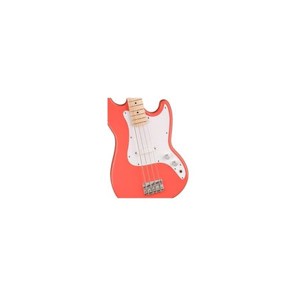 Squier Sonic Bronco Bass Guitar with White Pickguard, Maple FB - Tahitian Coral - BUNDLE DEALS
