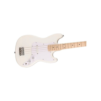Squier Sonic Bronco Bass Guitar with White Pickguard, Maple FB - Arctic White - BUNDLE DEALS