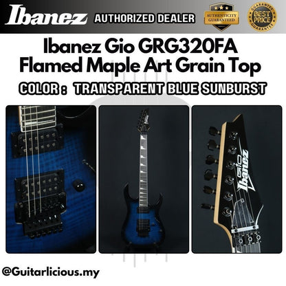 Ibanez Gio GRG320FA, Flamed Maple Art Grain Top Electric Guitar - Transparent Blue Sunburst ( GRG320FA-TBS / GRG-320 )