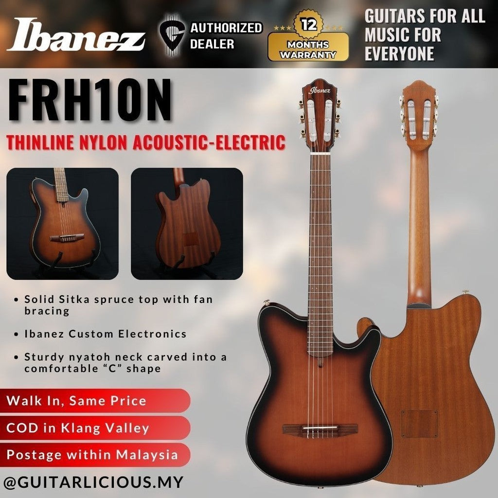 Ibanez FRH10N Thinline Nylon Acoustic-Electric Guitar, Brown