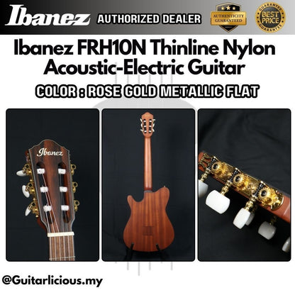 Ibanez FRH10N Thinline Nylon Acoustic-Electric Guitar, Rose Gold Metallic Flat ( FRH10N-RGF / FRH-10N / FRH10N RGF )