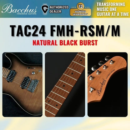 Bacchus TAC24 FMH-RSM/M Roasted Maple Fretboard, Flame Mahogany Telecaster Electric Guitar w/ H-H - Natural Black Burst