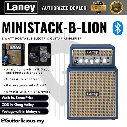 Laney Ministack-B-Lion 2x5" 6-watts Mini Lion Heart Bluetooth Guitar Amplifier ( Ministack B lion / 6w / 6 Watts )