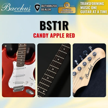 Bacchus BST-1R Universe Series Rosewood Fretboard, Stratocaster Electric Guitar w/ Bacchus SSS Pickups - Candy Apple Red