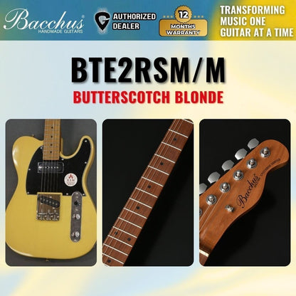 Bacchus BTE-2-RSM/M Roasted Maple Fretboard, Telecaster Electric Guitar P-90 & Single Coil Pickups - Butterscotch Blonde