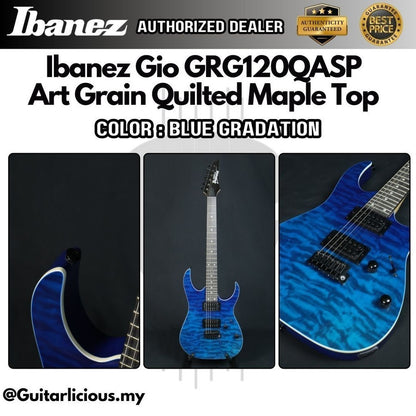 Ibanez Gio GRG120QASP, Art Grain Quilted Maple Top Electric Guitar - Blue Gradation ( GRG120QASP-BGD / GRG / GRG-120 )