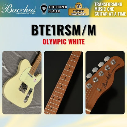 Bacchus BTE-1-RSM/M Roasted Maple Fretboard, Telecaster Electric Guitar w/ Bacchus S-S Pickup - Olympic White ( BTE )